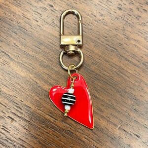 New unique 80s vibe handmade funky Red Heart Keychain/bag charm/zipper pull